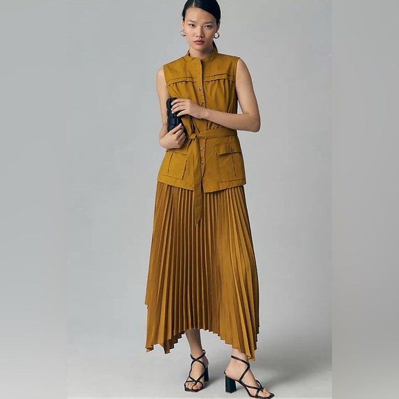 Anthropologie Sleeveless Vest Pleated Dress - Picture 8 of 9